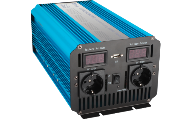 Inversor de onda sinusoidal Berger 12V a 230V azul 1500 W