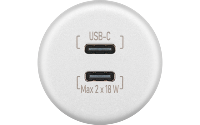 Wentronic dual built-in charger USB-C white max. 18 W