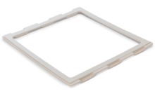 A square white plastic frame with side tabs