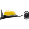 Gelber Helm mit schwarzem Anbauteil vorne und einem schwarzen Kabel, an dessen Ende ein ovales schwarzes Gerät mit zwei weißen Halbkreisen