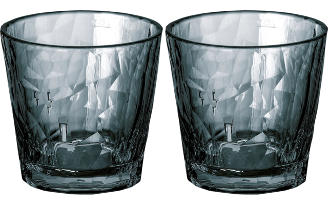 Zwei strukturierte Trinkgläser aus Glas nebeneinander