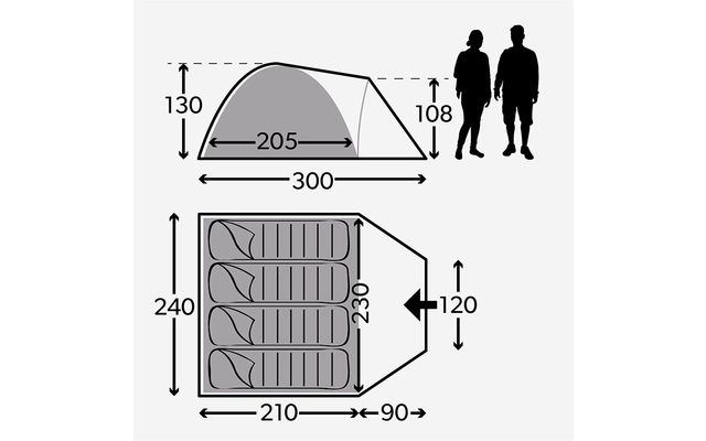 Kampa Brighton 4 Dome Tent Grey