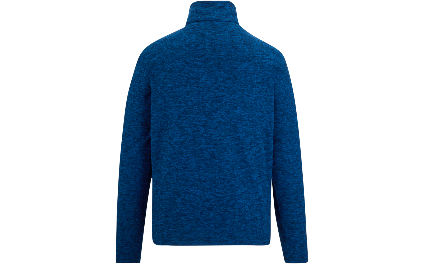Blauer Pullover mit Stehkragen, Rückenansicht