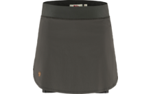 Dunkelgrauer Rock mit elastischem Bund und kleinem Logo auf der Vorderseite