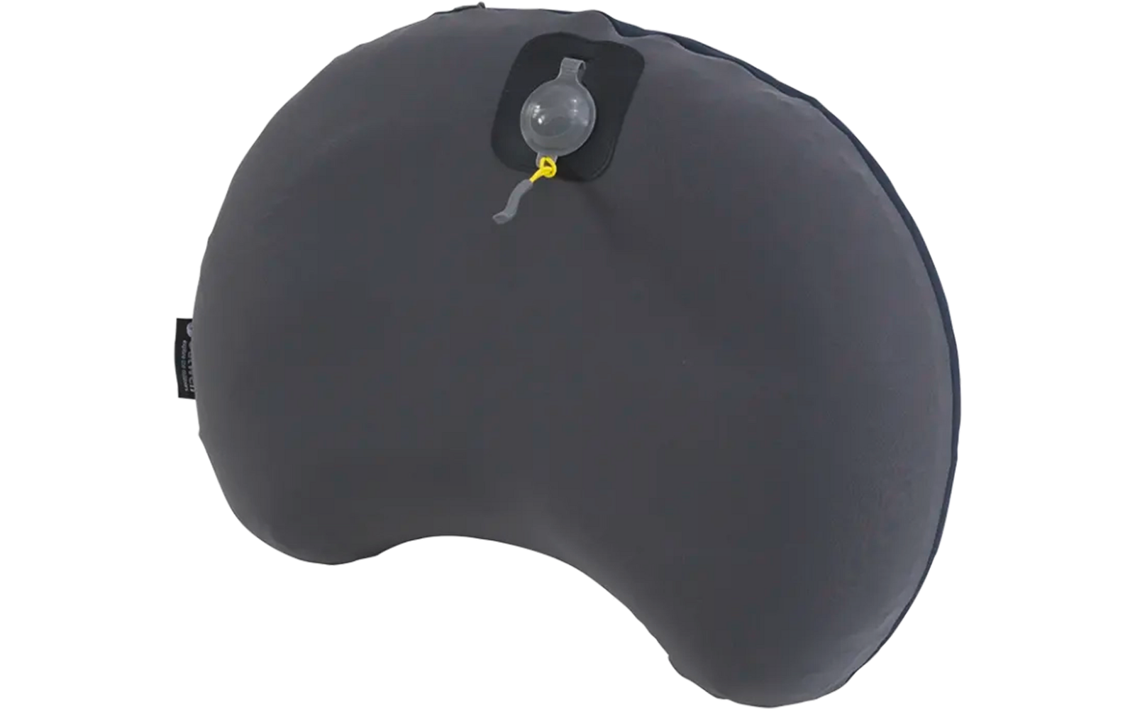 Graues, halbmondförmiges aufblasbares Kissen mit Ventil