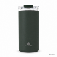 Mug isotherme Groenenberg en acier inoxydable recycl&eacute;, anti-fuites, motif &laquo; forest &raquo;, 440 ml