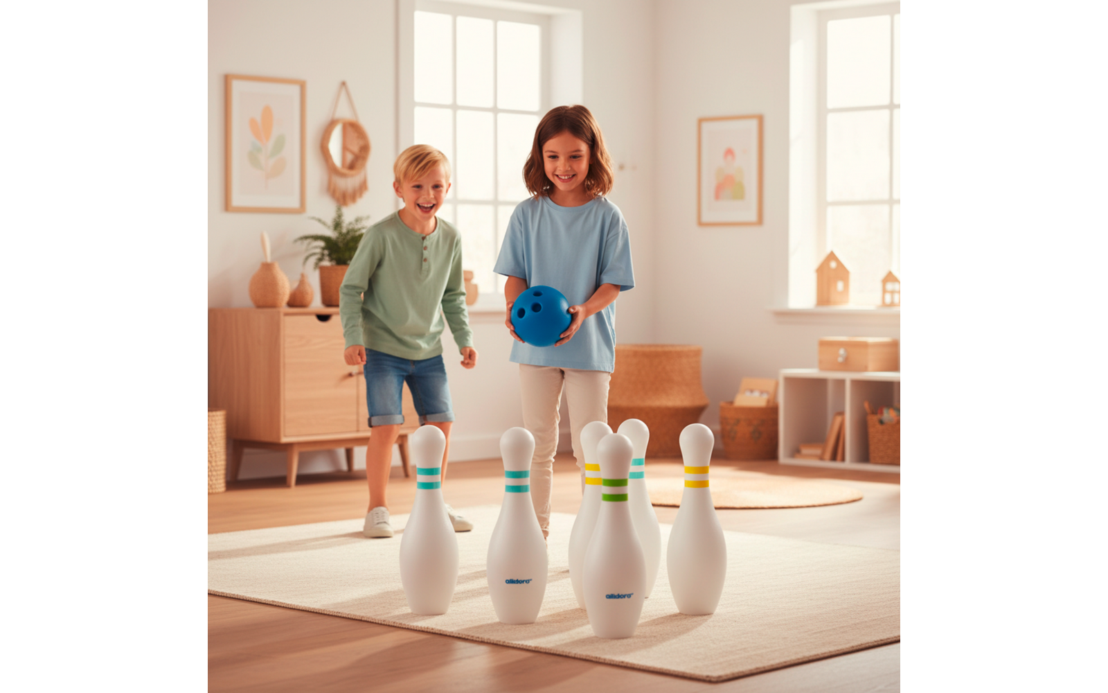 Produktbild alldoro XXL Bowling Set f&uuml;r Kinder mit 6 Pins  1