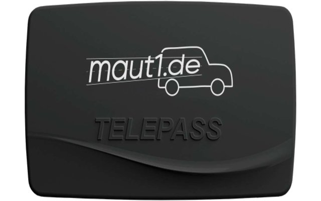 Schwarzes Gerät mit Schriftzug maut.de und der Aufschrift TELEPASS