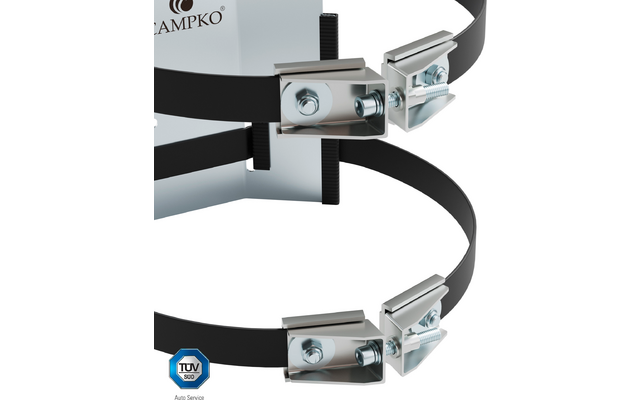 Produktbild CAMPKO Gasflaschen Halter Set Edelstahl f&uuml;r &Oslash; 300mm Gasflaschen inklusive 2x Spannband und 2x Spannschloss 1