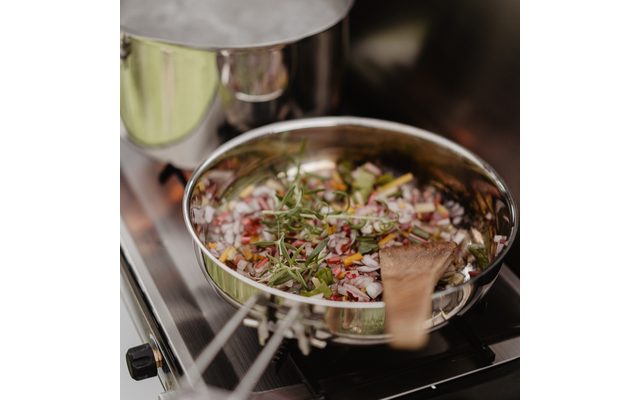 Produktbild Primus CampFire Edelstahl Camping Bratpfanne mit Aluminiumkern und Klappgriff 2-teilig 1