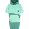 Grünes Kindershirt mit Kapuze und kurzen Ärmeln