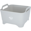 Gray rectangular storage basket with two handles