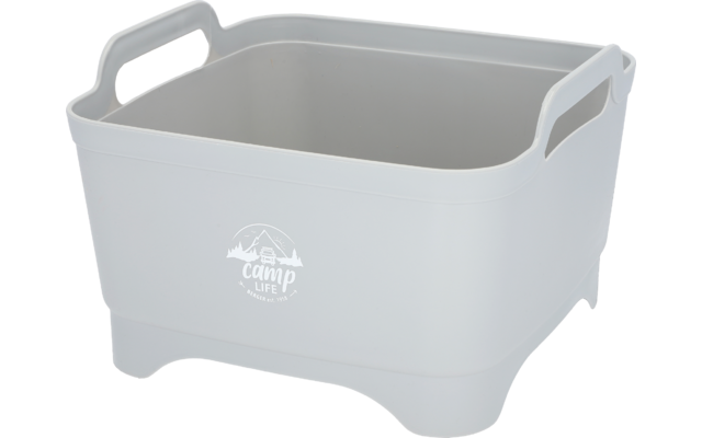 Gray rectangular storage basket with two handles
