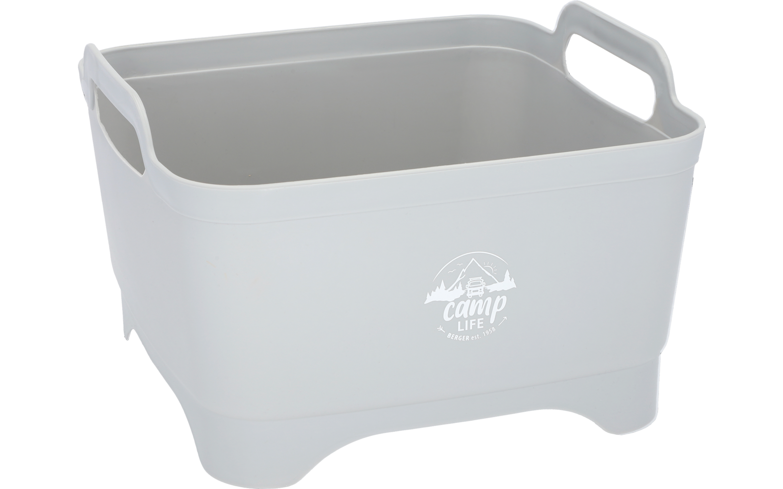 Gray rectangular storage basket with handles