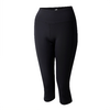 Black knee-length leggings with a high waistband, no pattern, on a white background