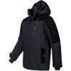 Dunkelgraue/schwarze Kapuzenjacke mit Reißverschluss, Reißverschlusstasche auf der Brust, zwei Vordertaschen, Kordelzug an der Kapuze und verstellbaren Ärmelbündchen