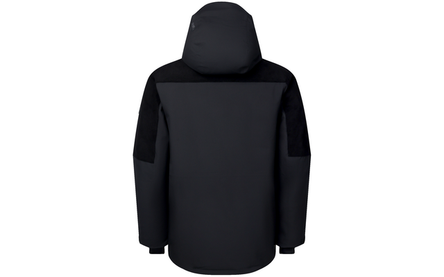 Schwarze Kapuzenjacke, Rückansicht, lange Ärmel