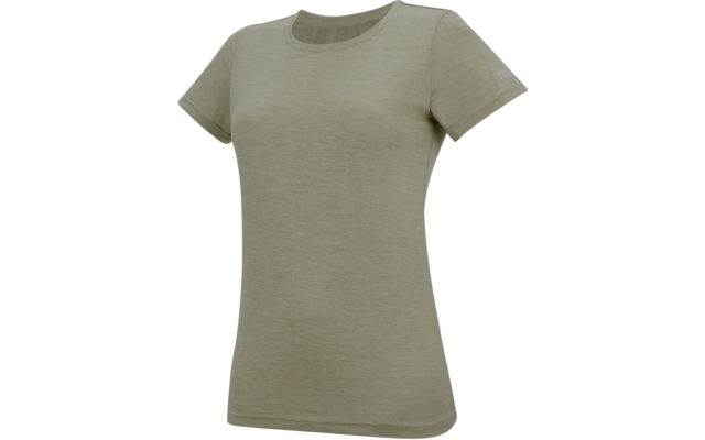 Lichtolijfgroen T-shirt met korte mouwen en ronde hals, getailleerde pasvorm, effen