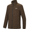 Braune Jacke mit durchgehendem Reißverschluss, Stehkragen, langen Ärmeln, zwei seitlichen Reißverschlusstaschen und kleinem weißen Logo auf der linken Brust