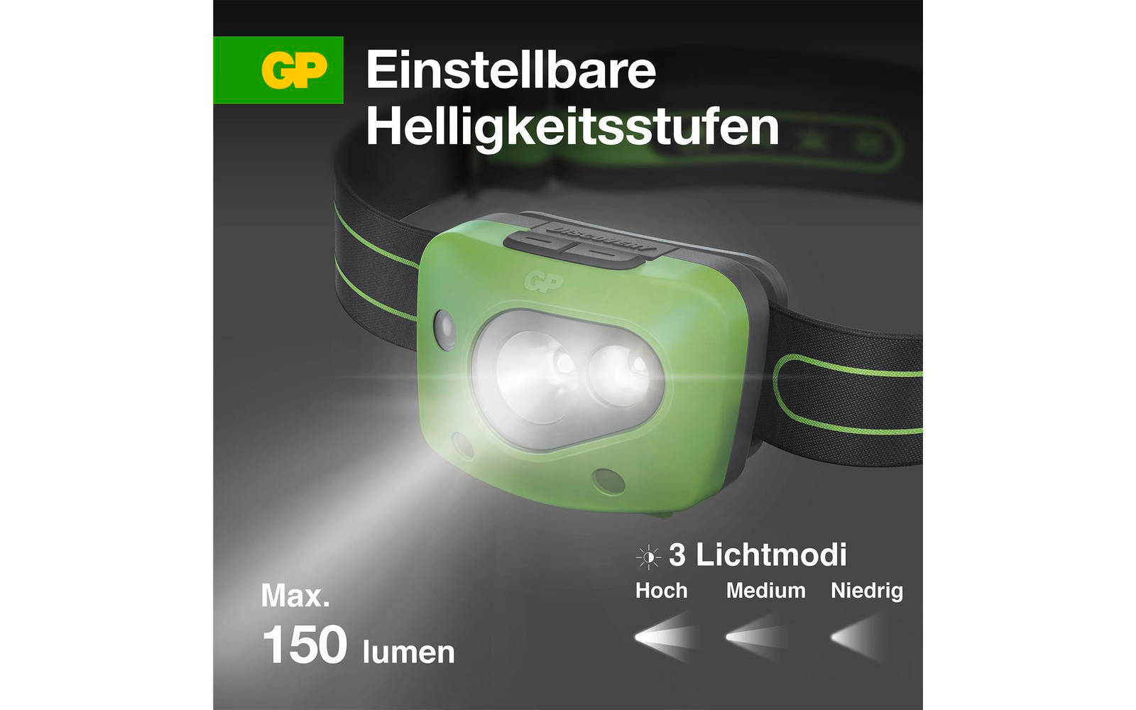 Produktbild GP Batteries CH43 Stirnlampe 150 Lumen mit roter LED 1