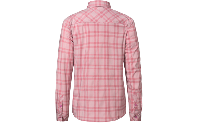 Rosa kariertes Langarmhemd, Rückansicht, weißer Hintergrund