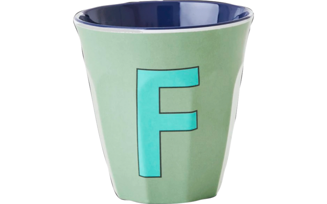 Rice melamine mug medium khaki with letter F