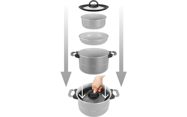 Produktbild Brunner Fusion Topfset 8-teilig stapelbar Vacublock System und Magnetgriffe 1