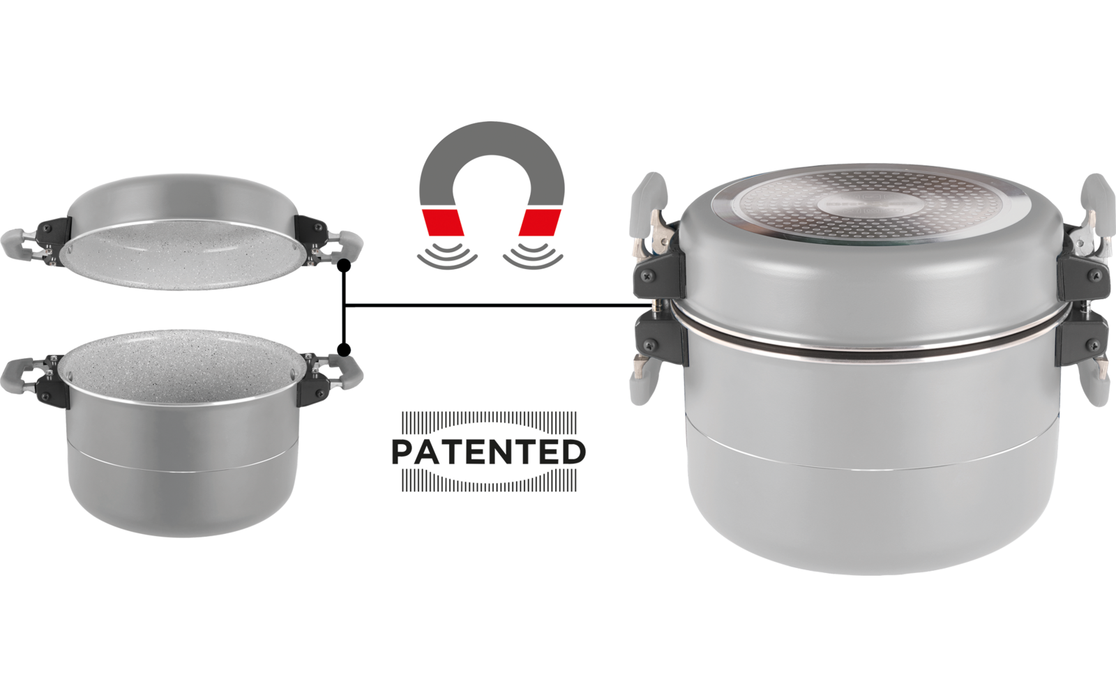 Produktbild Brunner Fusion Topfset 8-teilig stapelbar Vacublock System und Magnetgriffe 1