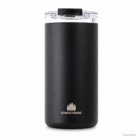 Tasse isotherme Groenenberg en acier inoxydable recycl&eacute;, &eacute;tanche, noire, 440 ml