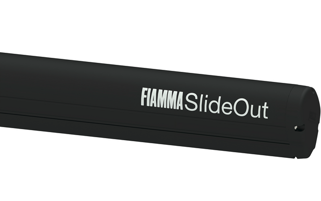 Boîtier de store Fiamma SlideOut noir avec logo blanc