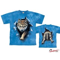Harlekijn Wolf Pup Rip Door Azure Kinderen T-Shirt