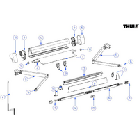 Thule knikarmpositieregelaar 2 stuks voor voortent Omnistor 5102 / VW 2,6 meter - Thule onderdeelnummer 1500603187