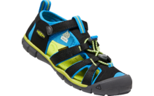 Sportlicher Sandalen-Schuh in Schwarz, Blau und Gelb mit Klettverschluss