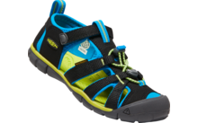 Sportlicher Sandalen-Schuh in Schwarz, Blau und Gelb mit Klettverschluss