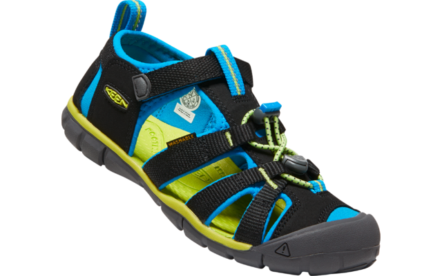 Sportlicher Sandalen-Schuh in Schwarz, Blau und Gelb mit Klettverschluss
