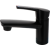 Rubinetto monocomando nero con base cilindrica e bocca piatta