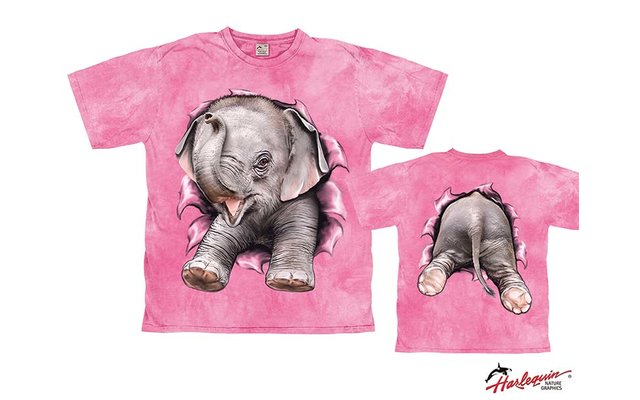 Harlequin Baby Elephant Bubble Gum Kinder T-Shirt 