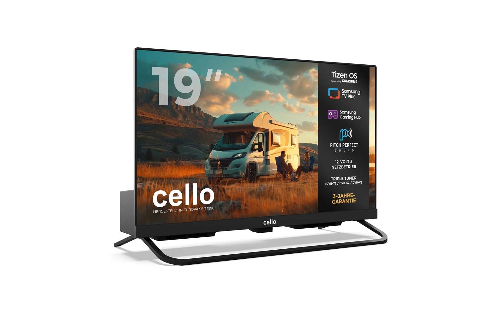 Product afbeelding Cello CTrav Smart Tizen OS Camping LED TV mit Triple Tuner, WLAN, Bluetooth, 12/24/230 V 1