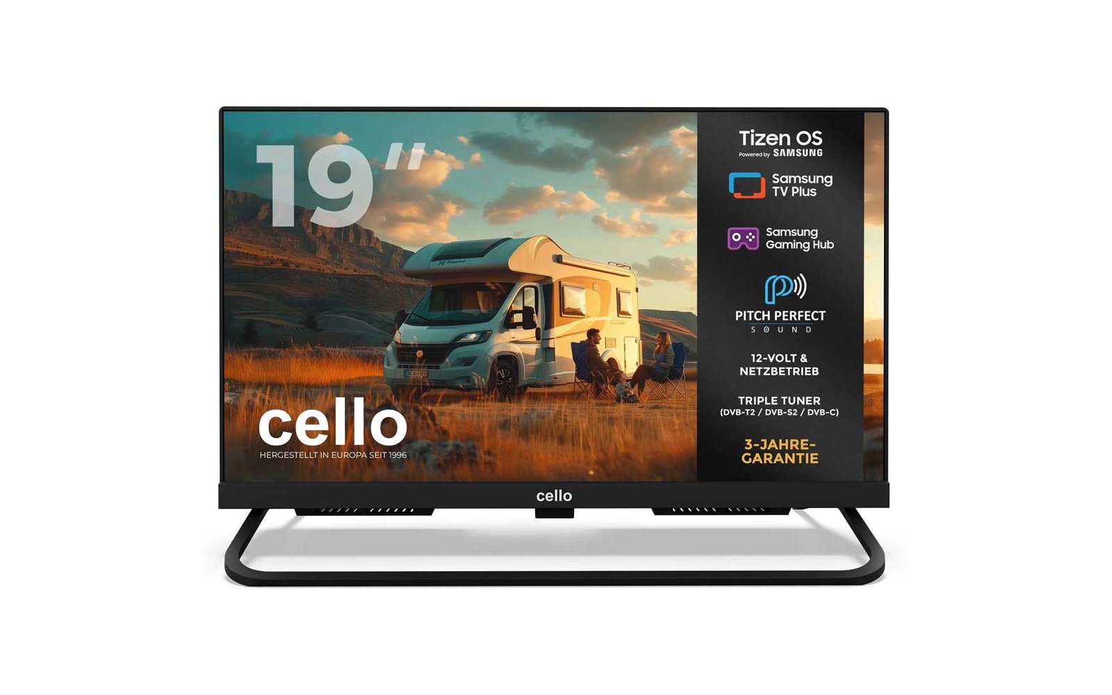 Product afbeelding Cello CTrav Smart Tizen OS Camping LED TV mit Triple Tuner, WLAN, Bluetooth, 12/24/230 V 1