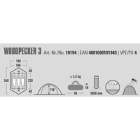 High Peak Woodpecker 3 Kuppelzelt f&uuml;r 3 Personen