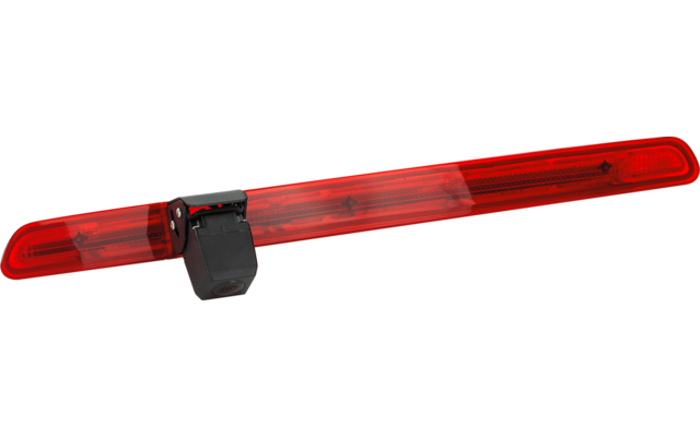 Langer roter Leuchtbalken mit schwarzer Halterung in der Mitte