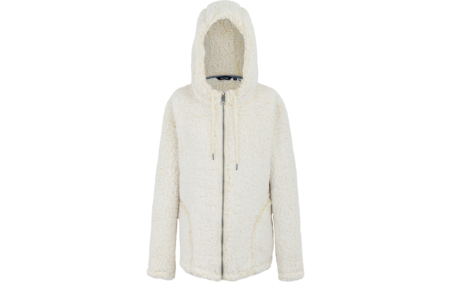 Weiße Kapuzenjacke aus Fleece mit Reißverschluss und zwei Taschen