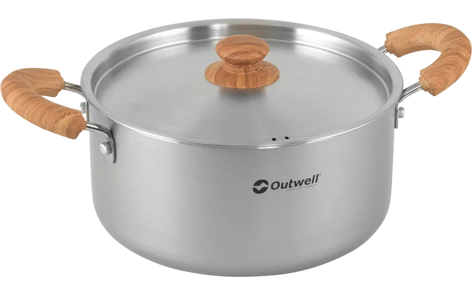 RVS kookpot met glazen deksel en houten handgrepen