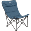 Blauer faltbarer Campingstuhl mit schwarzem Metallgestell