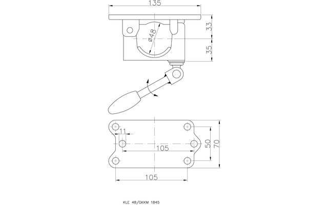 Produktbild AL-KO Klemmschelle St&uuml;tzrohr &Oslash; 48 mm Klappknebel 1