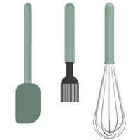 Mepal Chef It Backset 3 pi&egrave;ces en polypropyl&egrave;ne avec spatule, pinceau &agrave; p&acirc;tisserie et fouet grand nordic sage