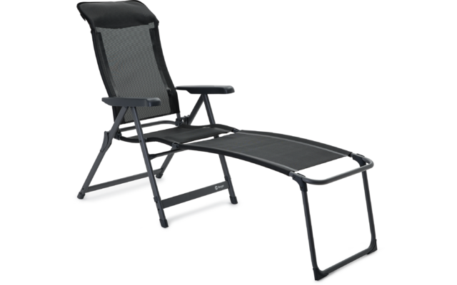 Schwarzer Klappstuhl mit Fußstütze