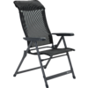 Gray folding chair with armrests on a white background
