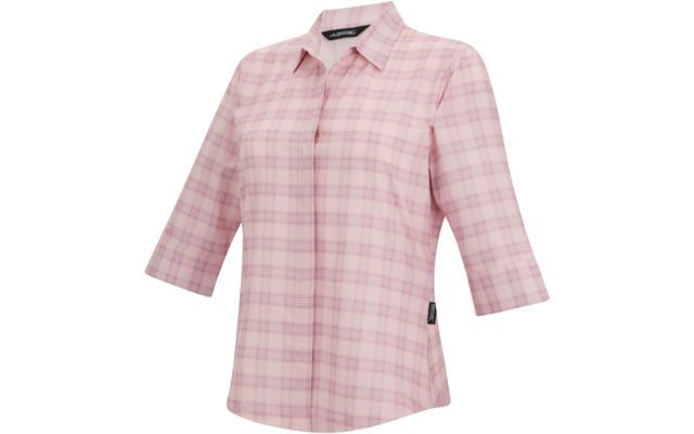 Rosa karierte Bluse mit Kragen und drei Viertel Ärmeln