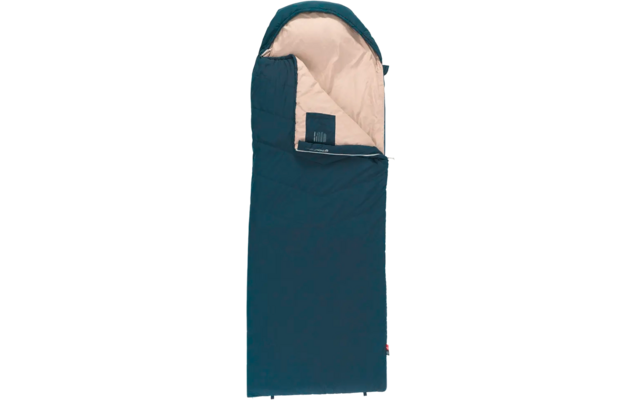 Blauwe slaapzak met beige gevoerde bovenkant